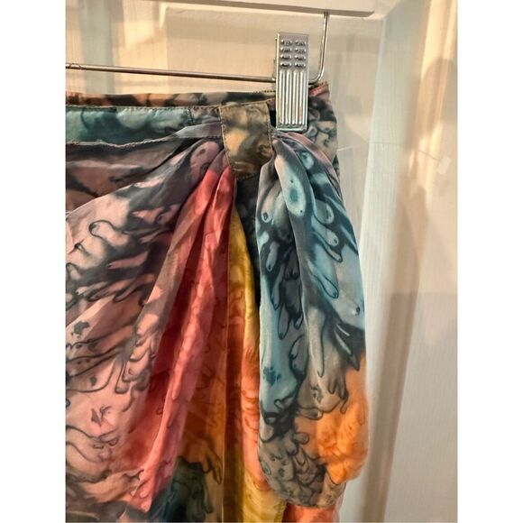 Vintage Diane Gilman 100% Silk Watercolor aside Tie Skirt sz 8 NWT - Picture 4 of 6